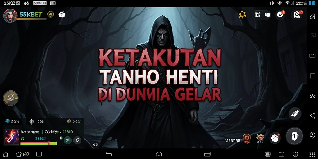 Tampilan gameplay menyeramkan di dunia penuh kegelapan dan bahaya.