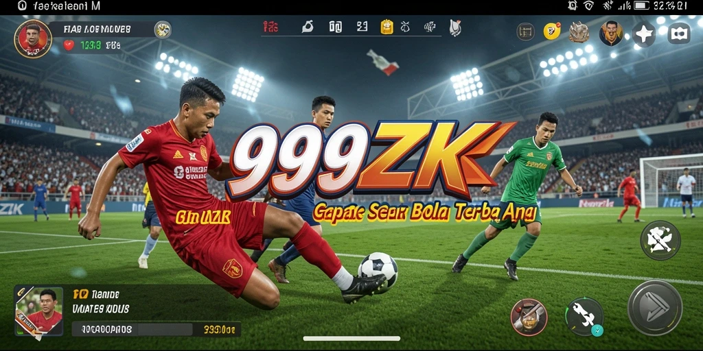 Tampilan gameplay 999ZK menampilkan aksi sepak bola yang dinamis dan menegangkan.