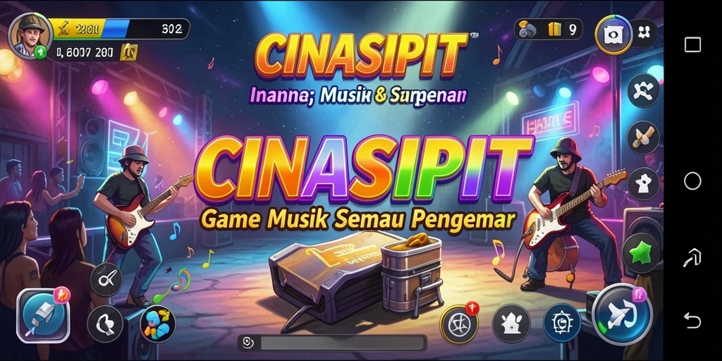 Screenshot menunjukkan gameplay CINASIPIT dengan tampilan antarmuka yang menarik.