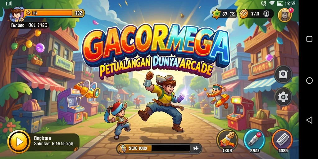 Screenshot utama GACORMEGA menampilkan aksi gameplay seru dalam tingkat arcade.