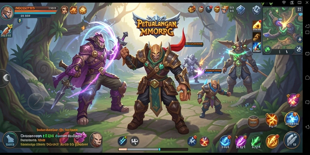 Tampilan screenshot utama INDOSLOT303 yang menggambarkan pertarungan seru dalam MMORPG.