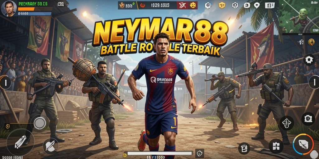Screenshot dari gameplay intens NEYMAR88 dalam pertempuran Battle Royale.