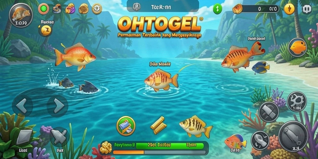 Screenshot gameplay OHTOGEL menampilkan aksi memancing yang seru.