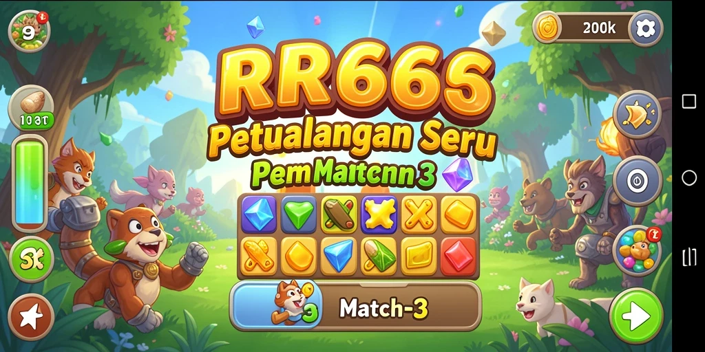 Screenshot menampilkan gameplay seru dalam game Match-3 RR666.