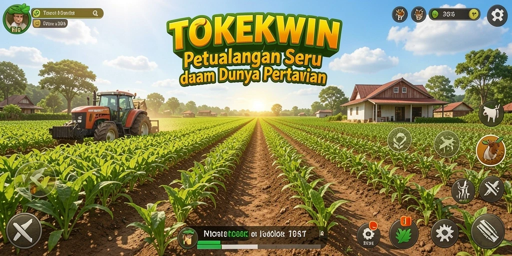 Tampilan gameplay menampilkan kebun yang rimbun dan hewan ternak yang sehat.